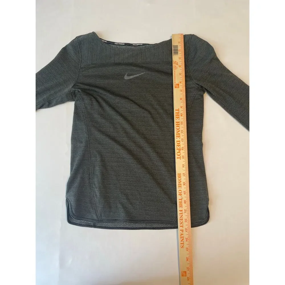 Nike | Long Sleeve Aero React Running Shirt - Dark Green ; Womens s